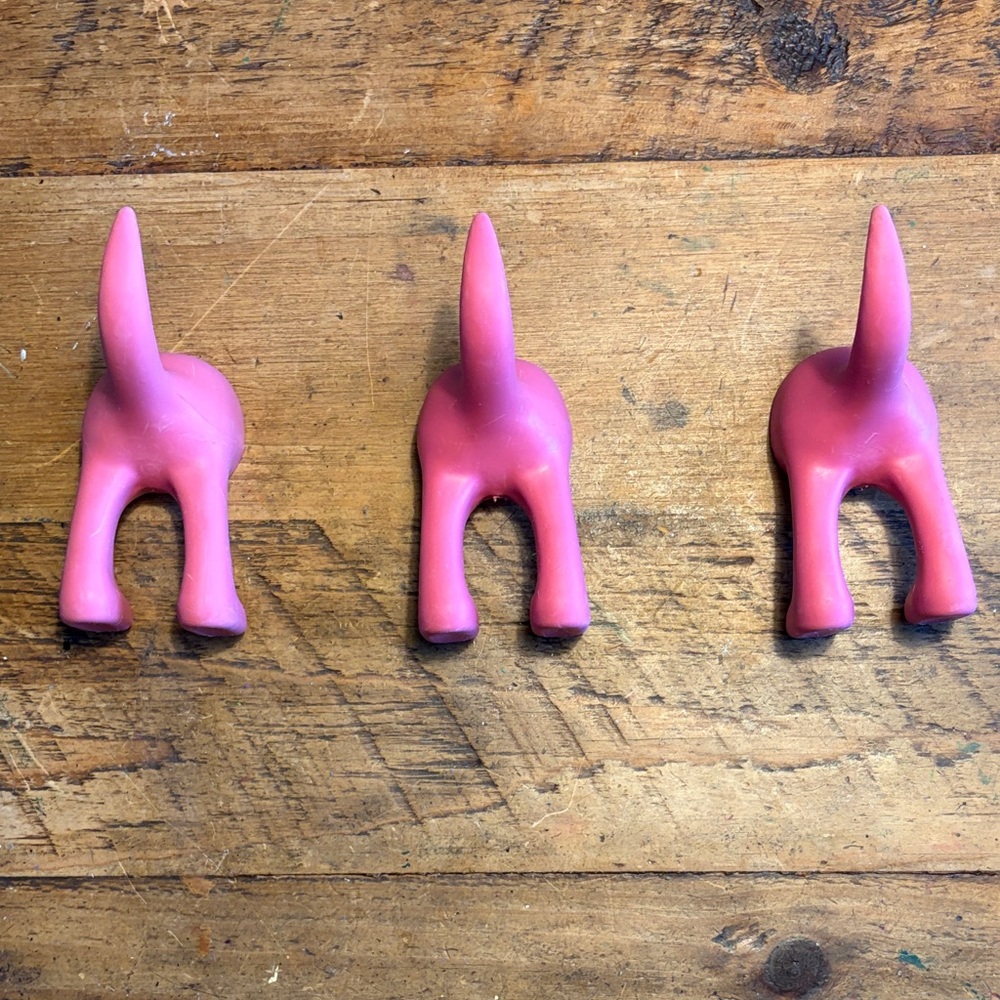 3 IKEA BASTIS Pink Dog Tail Wall Hooks